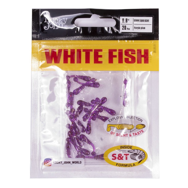Слаги съедобные Lucky John Pro Series White Fish (2 см/20 шт) S13