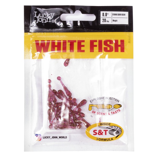 Слаги съедобные Lucky John Pro Series White Fish (2 см/20 шт) S14