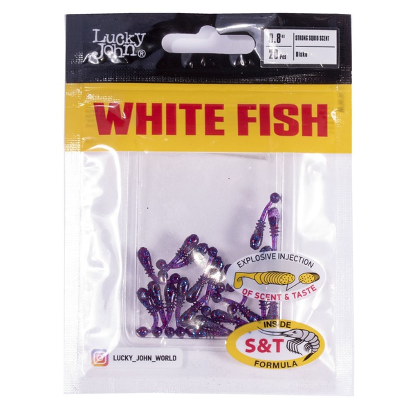 Слаги съедобные Lucky John Pro Series White Fish (2 см/20 шт) S63
