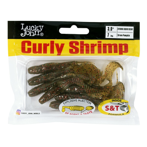 Твистеры съедобные искусственные Lucky John Pro Series Curly Shrimp 2,0in (7.6 см/7 шт) PA03