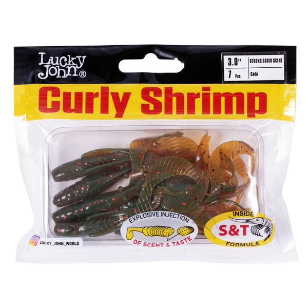 Твистеры съедобные искусственные Lucky John Pro Series Curly Shrimp 2,0in (7.6 см/7 шт) PA16