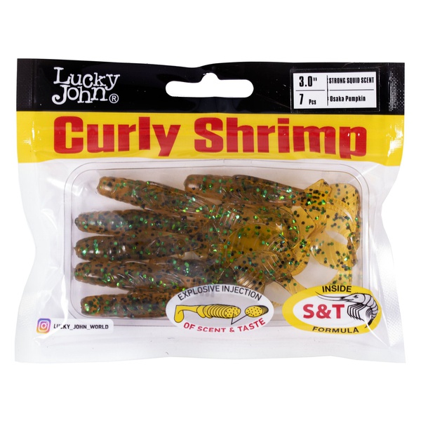 Твистеры съедобные искусственные Lucky John Pro Series Curly Shrimp 2,0in (7.6 см/7 шт) PA19