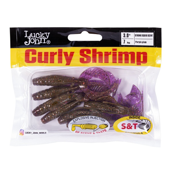 Твистеры съедобные искусственные Lucky John Pro Series Curly Shrimp 2,0in (7.6 см/7 шт) S13