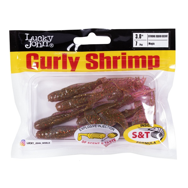 Твистеры съедобные искусственные Lucky John Pro Series Curly Shrimp 2,0in (7.6 см/7 шт) S14