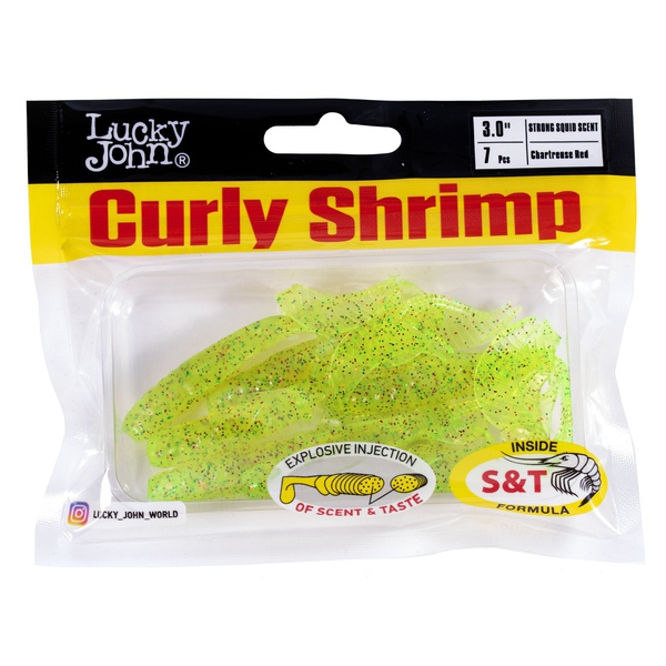 Твистеры съедобные искусственные Lucky John Pro Series Curly Shrimp 2,0in (7.6 см/7 шт) S15