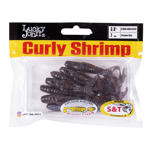 Твистеры съедобные искусственные Lucky John Pro Series Curly Shrimp 2,0in (7.6 см/7 шт) S19