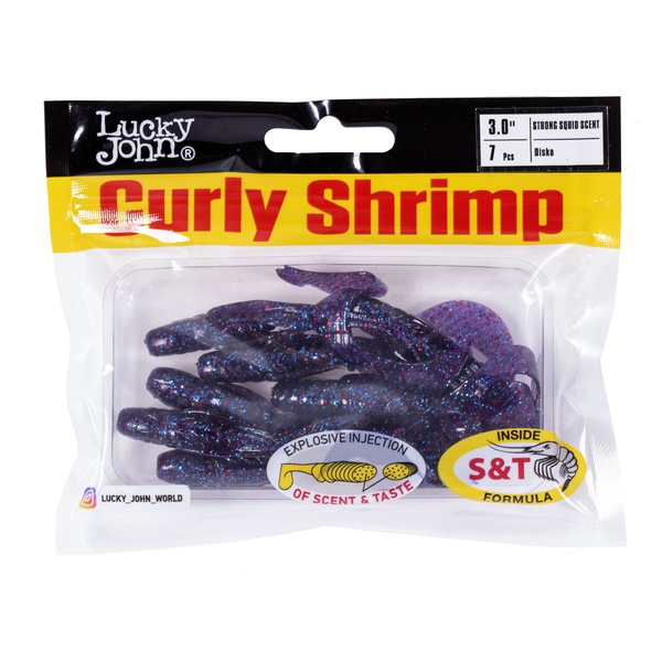 Твистеры съедобные искусственные Lucky John Pro Series Curly Shrimp 2,0in (7.6 см/7 шт) S63