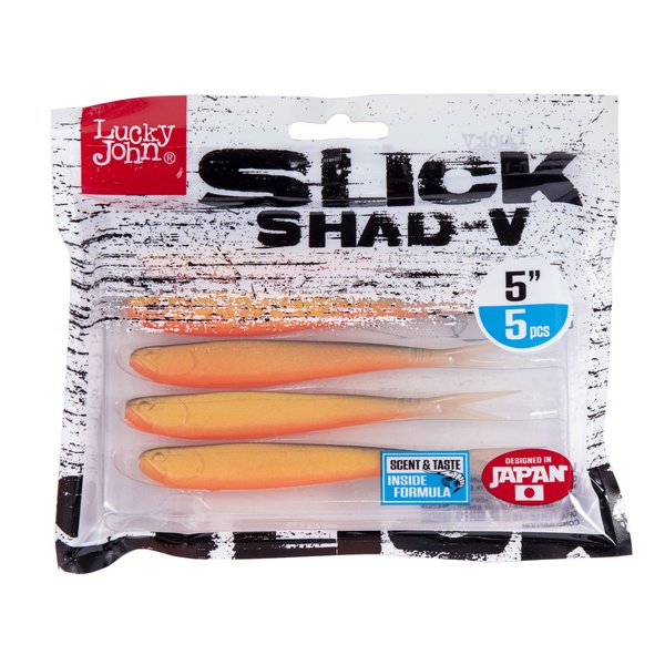 Слаги Lucky John 3D Series Slick Shad-V 5.0in (12,7 см/ 5шт) Z22