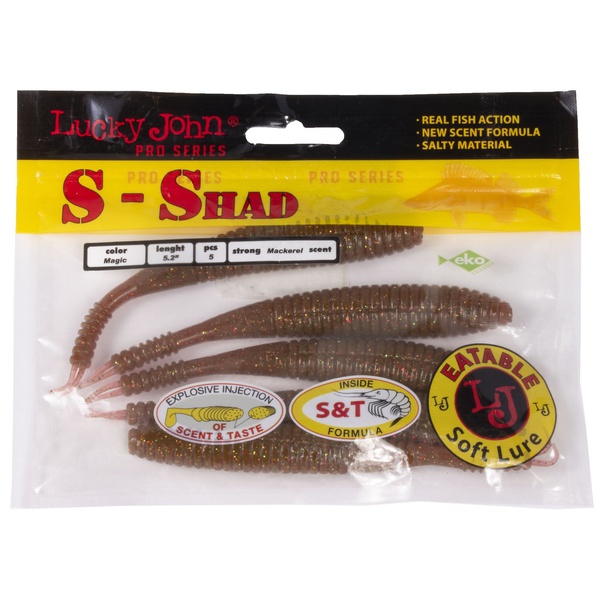 Черви съедобные Lucky John Pro Series S-Shad (13,2 см/5 шт) S14