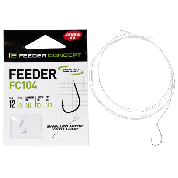 Крючки с поводком Feeder Concept Feeder FC104 70см, 0,12мм, разм.12 (10шт)