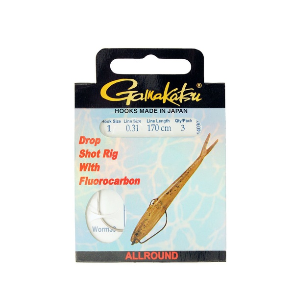 Крючки с поводком Gamakatsu Booklet Dropshot Worm39 разм. 01-0.31мм/170см (3шт)