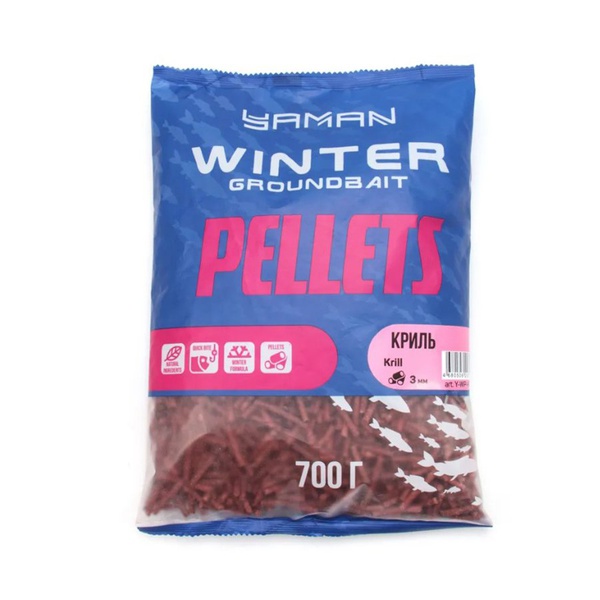 Прикормка Yaman Winter Pellets Krill зимняя 700 г (криль)