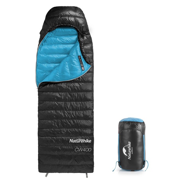 Спальник Naturehike CW400 NH18C400-D (утиный пух) чёрный, р. M