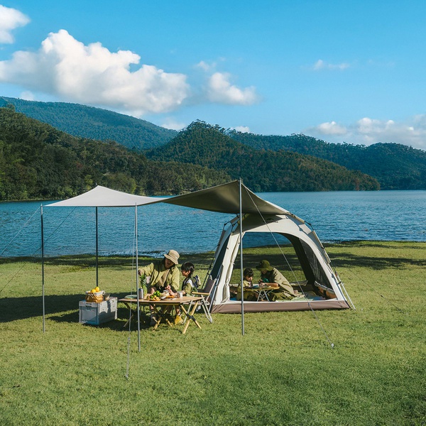 Палатка Naturehike Ango Automatic CNK2550WS010 (3-х местная, большая, c навесом) светло-серый с серым