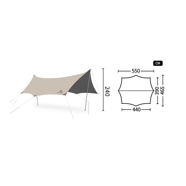 Тент Naturehike Cloud Skies Tarp C2350WS010 150D песочный, 550 x 465 см