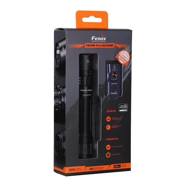 Набор фонарей Fenix тактический PD36R Pro + E03R V2.0 черный/синий