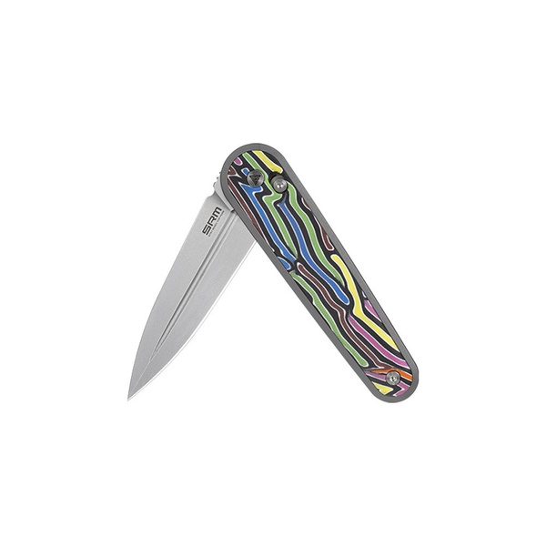Нож складной SRM Twin 251MB радужный, покрытие — пескоструйная обработка