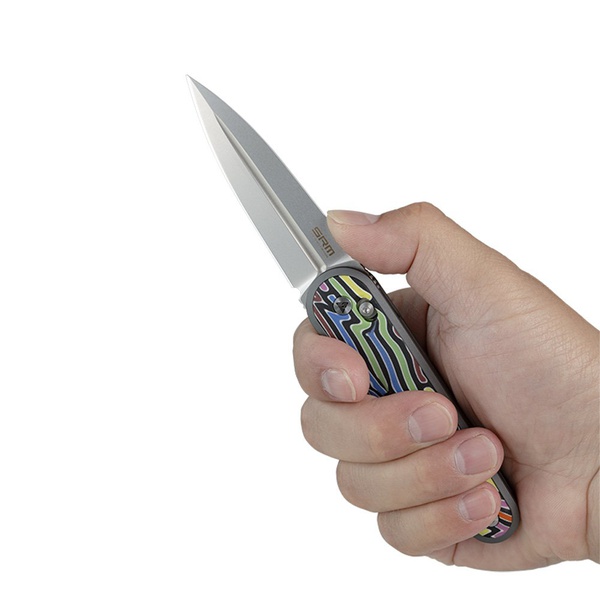 Нож складной SRM Twin 251MB радужный, покрытие — пескоструйная обработка