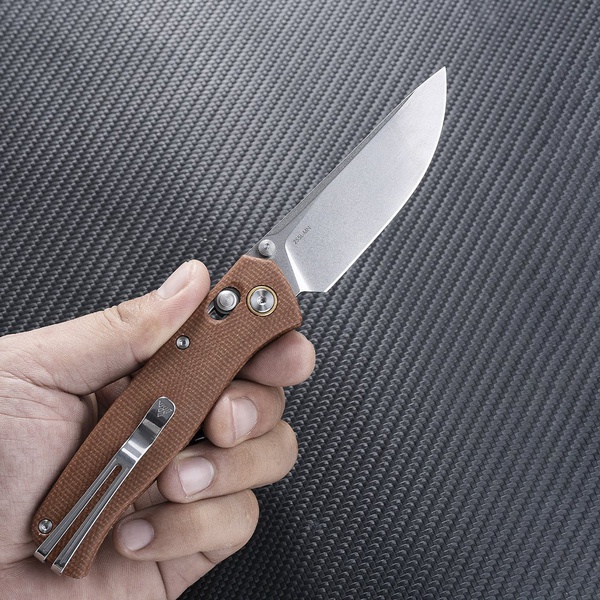 Нож складной SRM Medal 255L коричневый, покрытие — stonewash