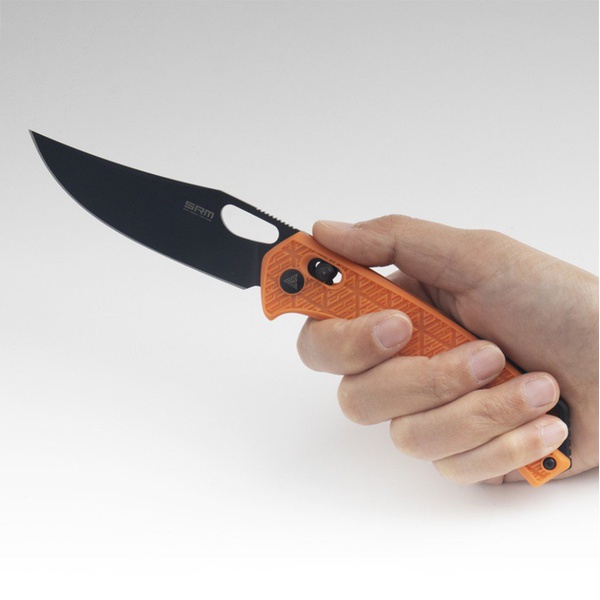 Нож складной SRM Retreiver 9201 оранжевый, покрытие — черное