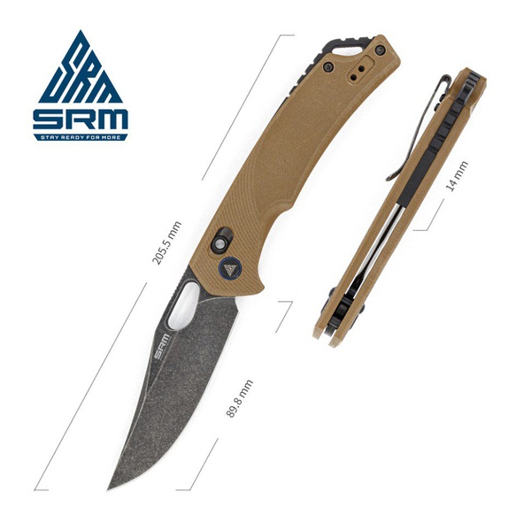 Нож складной SRM Retreiver 9201 коричневый, покрытие — blackwash