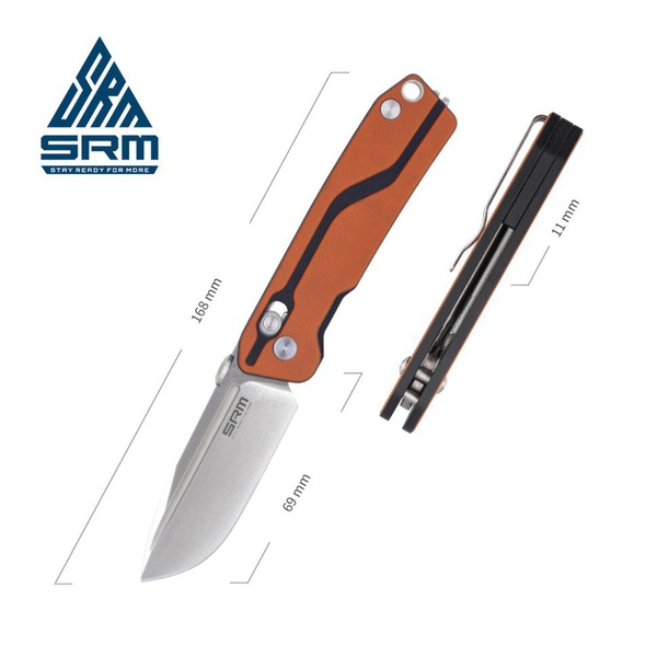 Нож складной SRM Rubik 7228 оранжевый, покрытие — сатинированное
