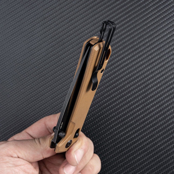 Нож складной SRM 168L песочный, покрытие — частичное черное PVD