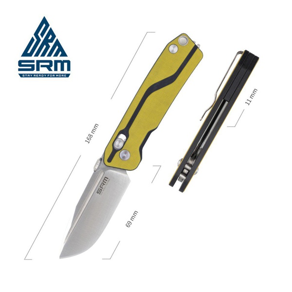 Нож складной SRM Rubik 7228 желтый, покрытие — сатинированное