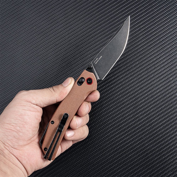 Нож складной SRM Asika 411L коричневый, покрытие — черное PVD
