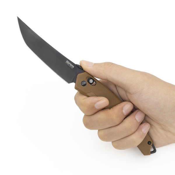 Нож складной SRM 9211 темно-бежевый, покрытие — черное PVD