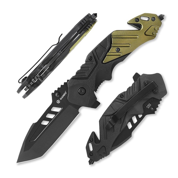Нож складной Ganzo G629 черный/оливковый