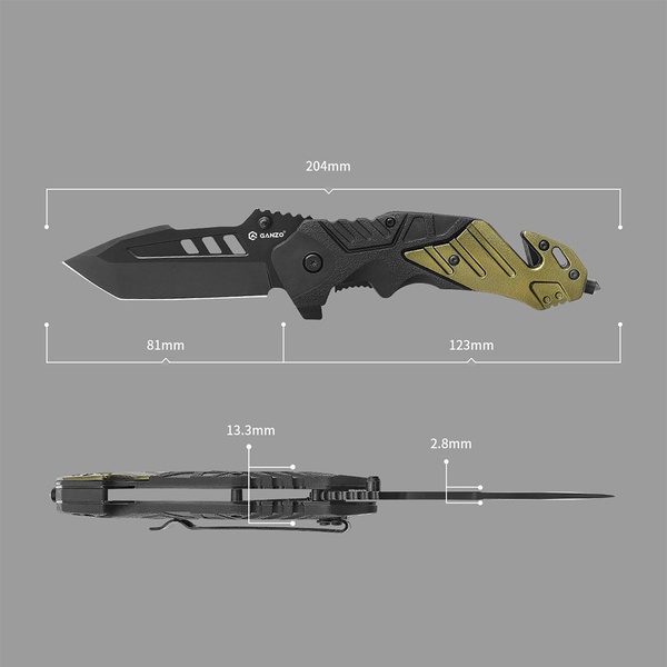 Нож складной Ganzo G629 черный/оливковый