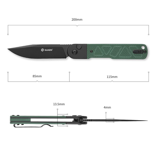 Нож Ganzo G767PT (сталь 9CR14 PVD) зеленый