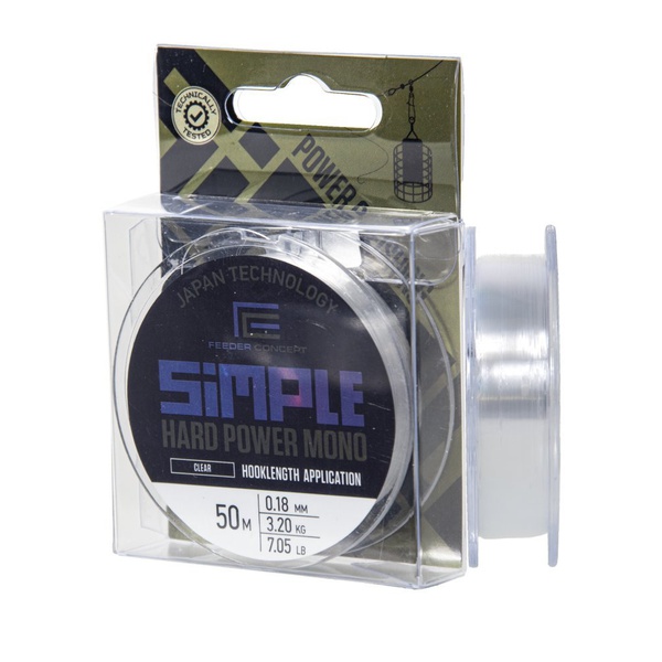 Леска Feeder Concept Simple Hard Power Mono Clear (50 м) Ø 0.18 мм