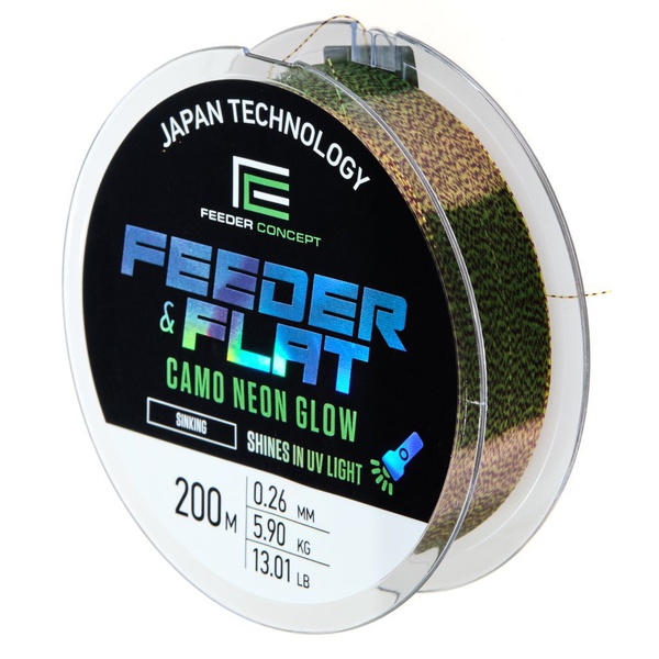 Леска Feeder Concept Feeder & Flat Camo Neon Glow (200 м) Ø 0.26 мм