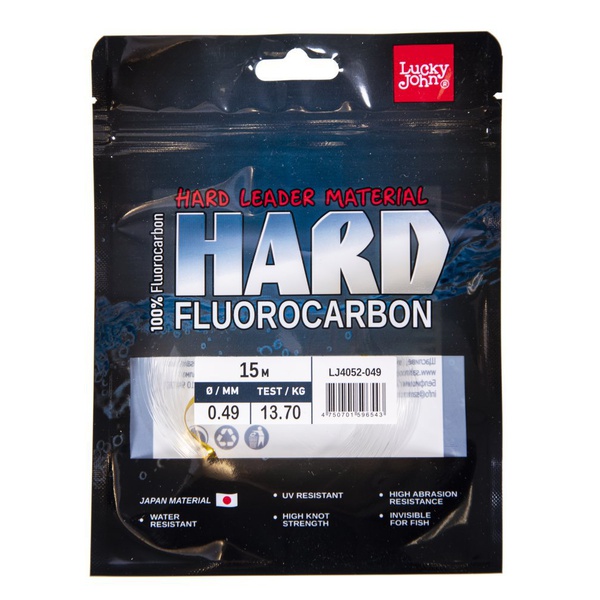 Леска Lucky John Fluorocarbon Hard Ø 0.49 мм / 15 м