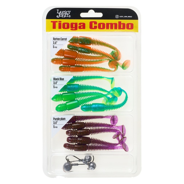 Набор виброхвостов Lucky John Pro Series Tioga MIX 3 (8.64 см / 15 шт)