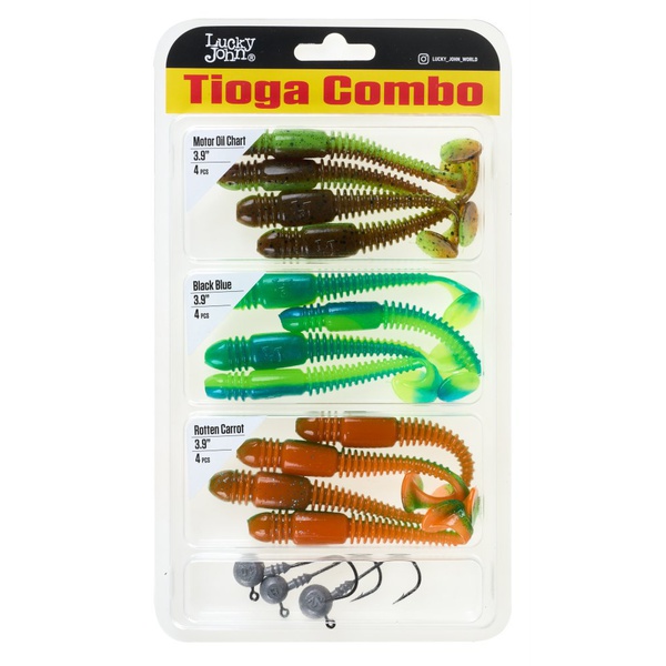 Набор виброхвостов Lucky John Pro Series Tioga MIX 3 (10 см / 12 шт)