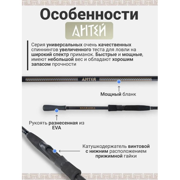 Спиннинг Волжанка Антей 2.58м, тест 10-34г