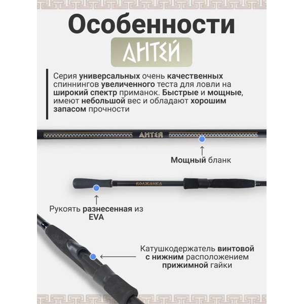 Спиннинг Волжанка Антей 2.44м, тест 10-40г