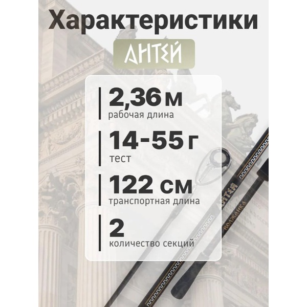 Спиннинг Волжанка Антей 2.36м, тест 14-55г