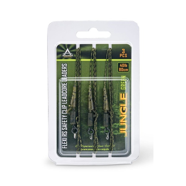Поводки карповые Anakonda S-Clip Jungle Green (80 см / 3шт) тест 27.2 кг