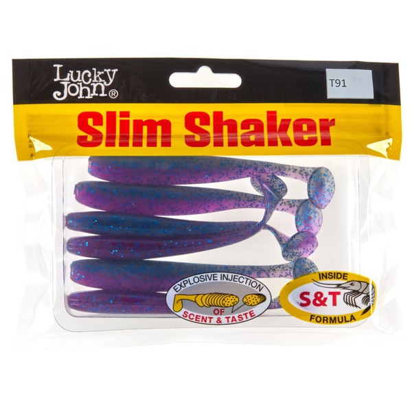 Виброхвосты съедобные Lucky John Pro Series Slim Shaker 4" (10см) 6шт T91