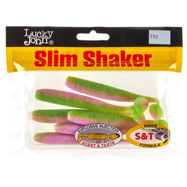 Виброхвосты съедобные Lucky John Pro Series Slim Shaker 4" (10см) 6шт T92