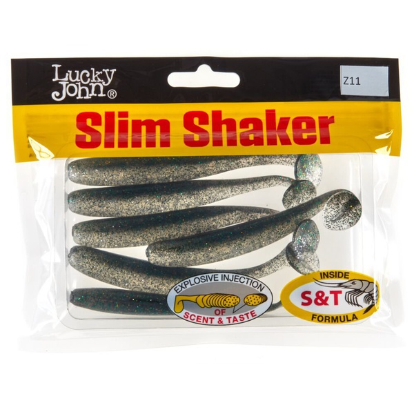 Виброхвосты съедобные Lucky John Pro Series Slim Shaker 4" (10см) 6шт Z11