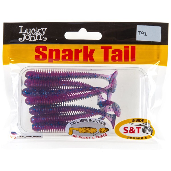 Виброхвосты съедобные Lucky John Pro Series Spark Tail 3" (7,6см) 7шт T91