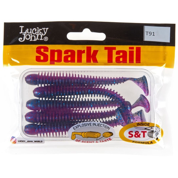Виброхвосты съедобные Lucky John Pro Series Spark Tail 4" (10,1см) 5шт T91