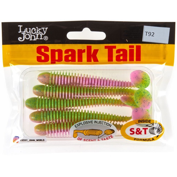 Виброхвосты съедобные Lucky John Pro Series Spark Tail 4" (10,1см) 5шт T92