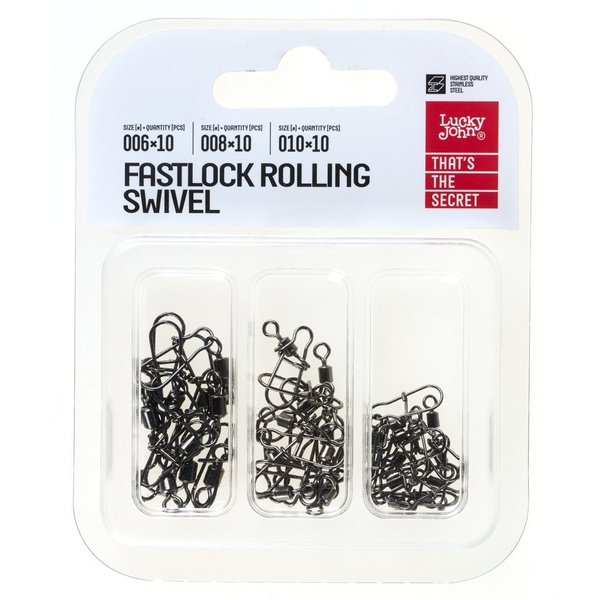 Вертлюги c застежой Lucky John Pro Series Rolling Swivel Fastlock (30 шт)