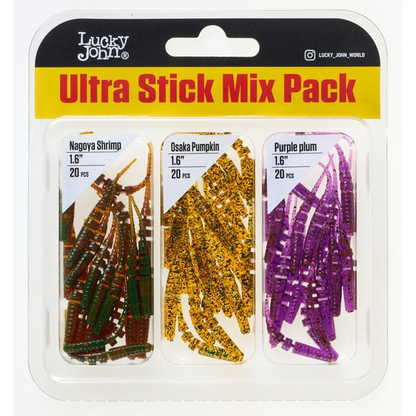 Набор слагов съедобных Lucky John Pro Series Ultra Stick Mix 1 (4.20 см/60 шт)